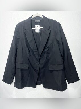 Lane Bryant NWT Black Blazer Plus Size 22 One Button Peak Lapel Work Jacket